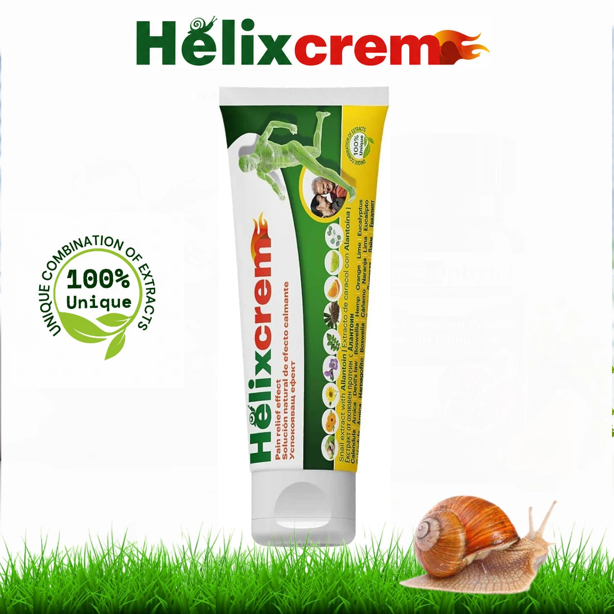 HelixCrem massage cream tube packaging