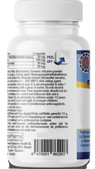 Helix Original Supplement Bottle Back Label with Ingredients Directions and Product Information