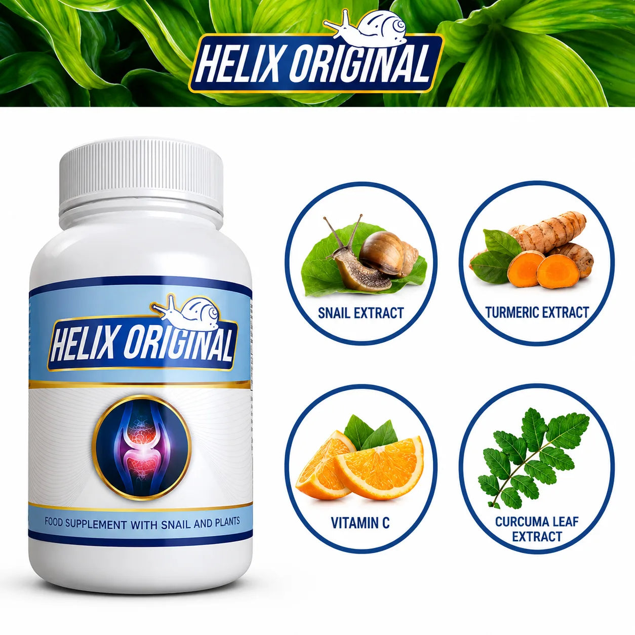 Helix Original supplement with snail extract, turmeric extract and vitamin C