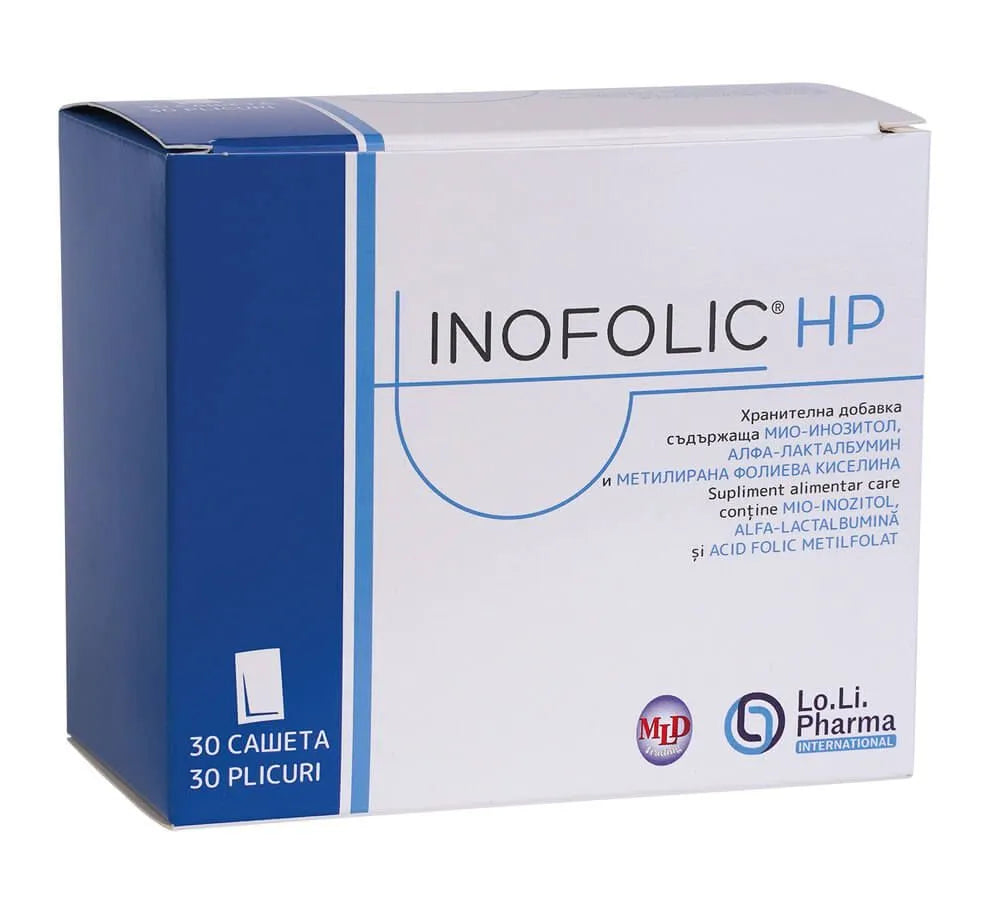 Inofolic HP 30 Sachets food supplement with myo-inositol, alpha-lactalbumin and folic acid