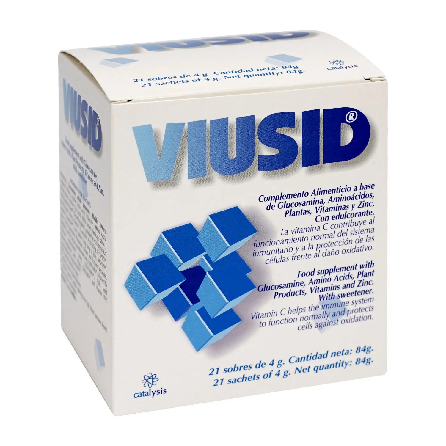 VIUSID 21 Sachets Supplement Box Front View with Vitamins Zinc and Amino Acids